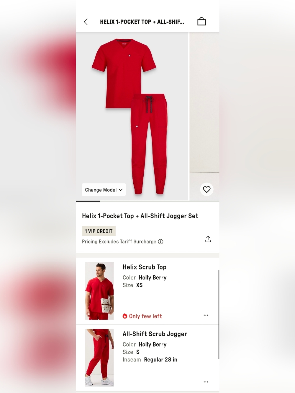 Fabletics Holly Berry Jogger Scrub Set - Like New